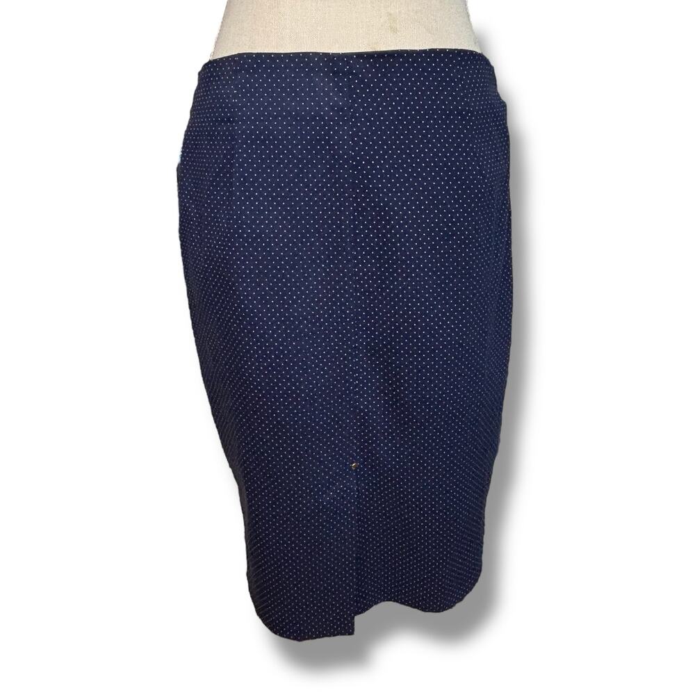 Attyre New York Navy & White Polka Dot Pencil Skirt Size 8